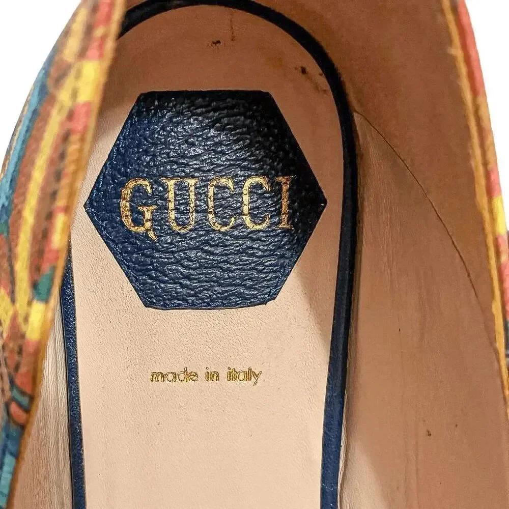 Gucci Liberty Horsebit GG Logo Ballet Flat Chain Strap Canvas Multicolor EU 37.5